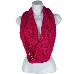 Women's Pink Crocheted Infinity Scarf One Size